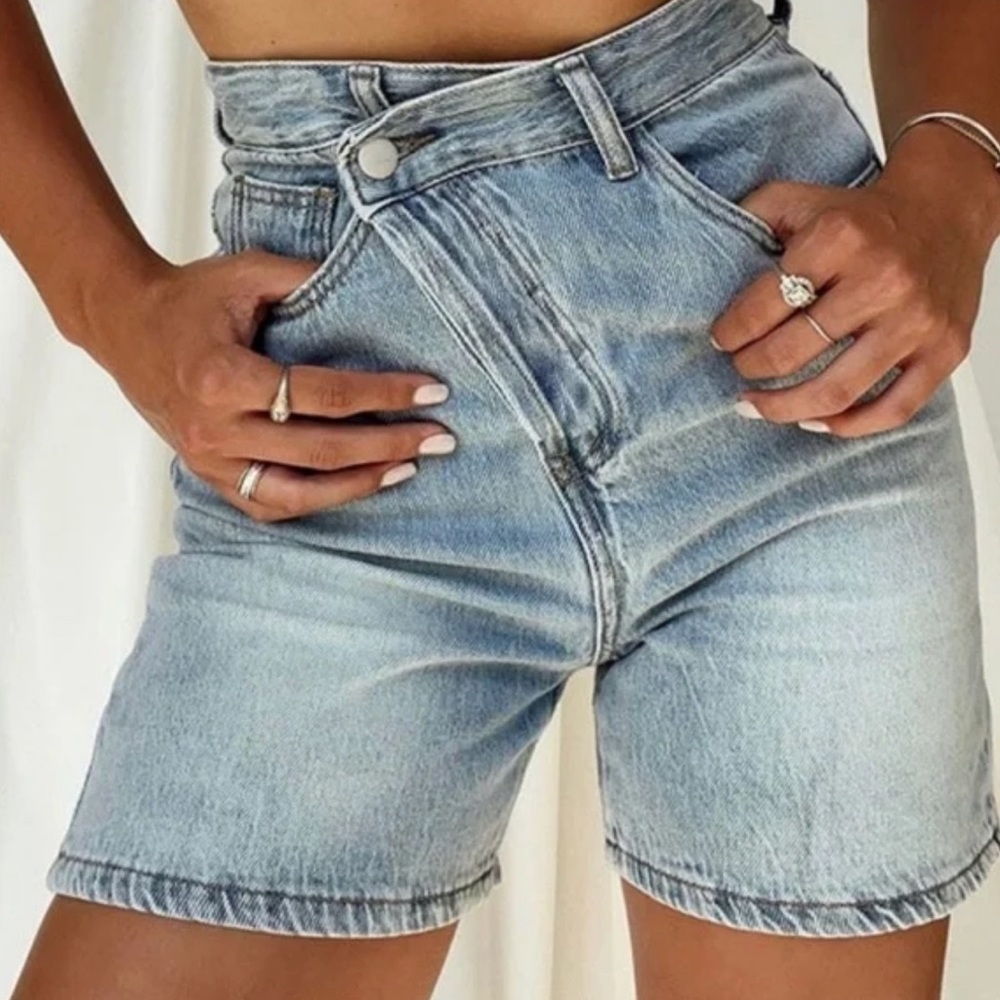 COPY - 12th Tribe Asymmetrical Jean Shorts Blue, SMALL NWT